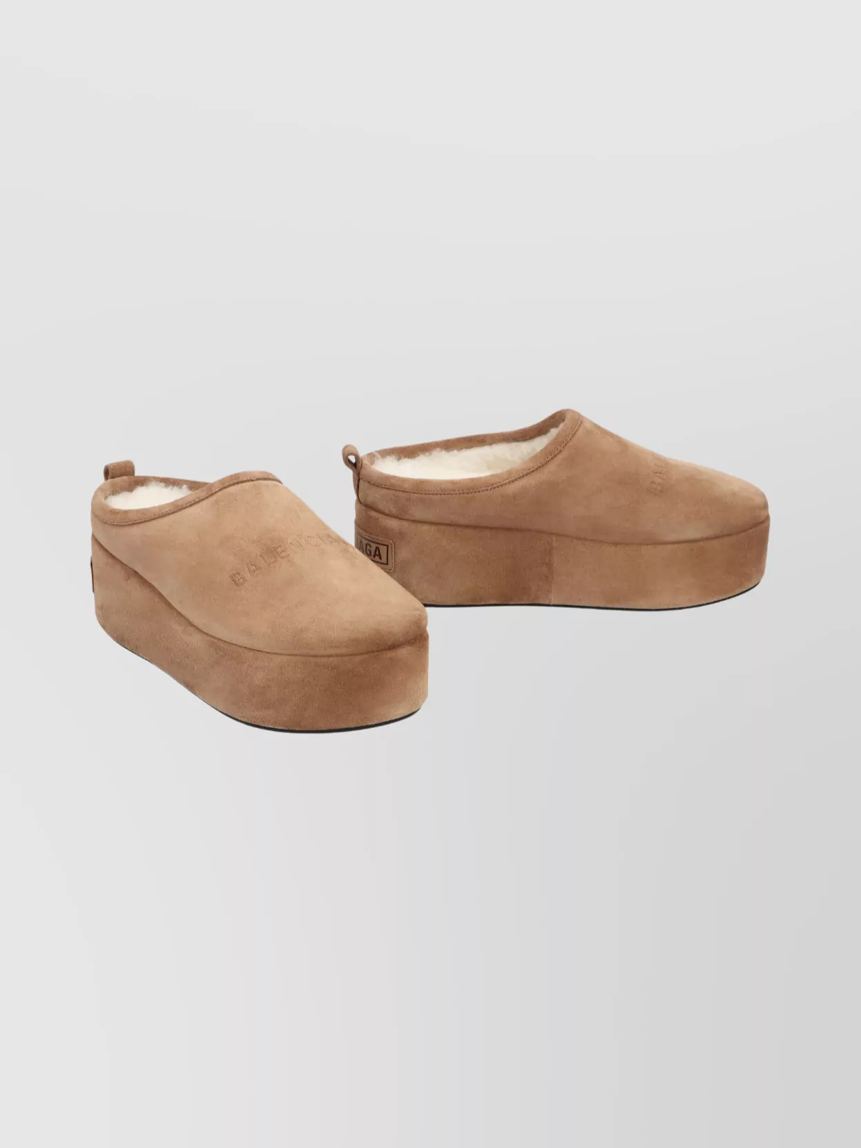 Balenciaga Suede Mules Featuring Platform Sole In Brown