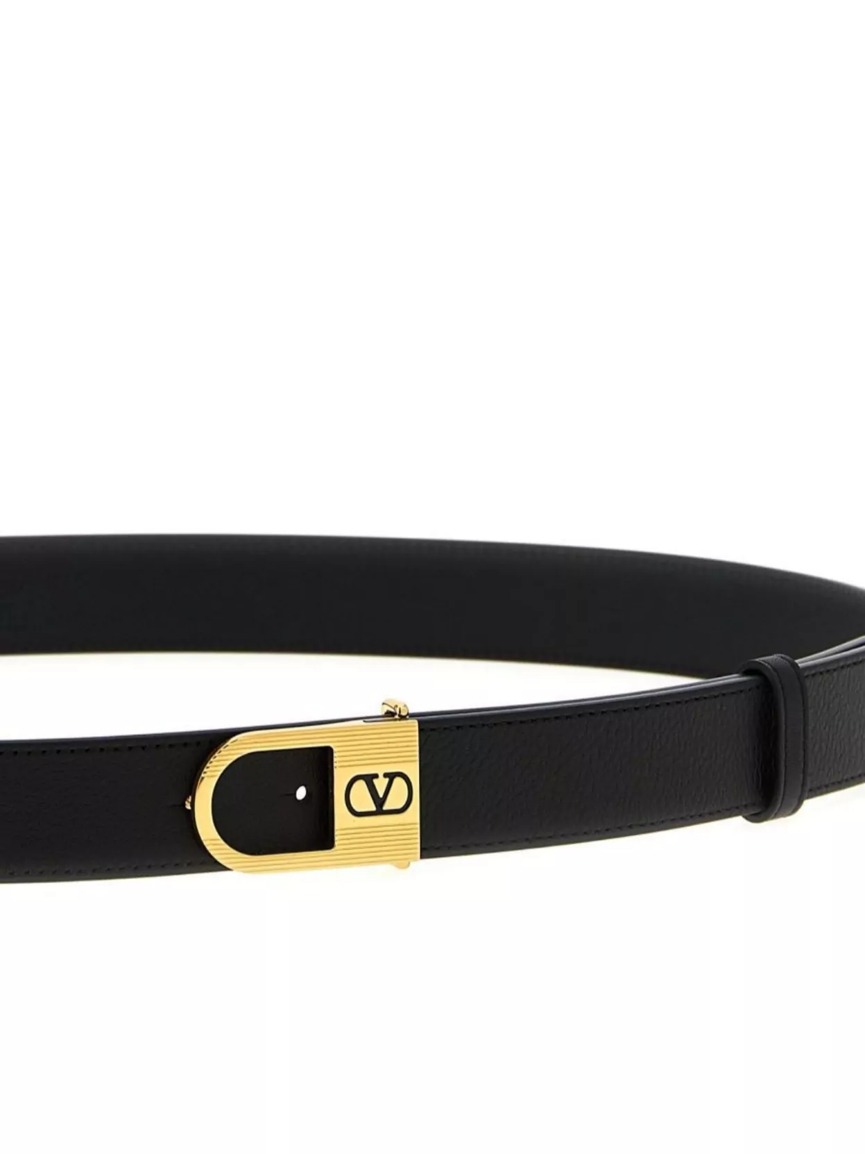 Valentino Garavani Vlogo Signature Adjustable Belt With Gold Buckle