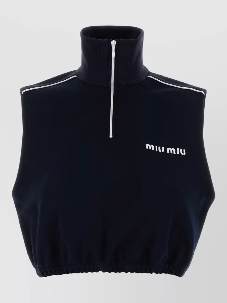 Miu Miu High neck polyester blend top elastic