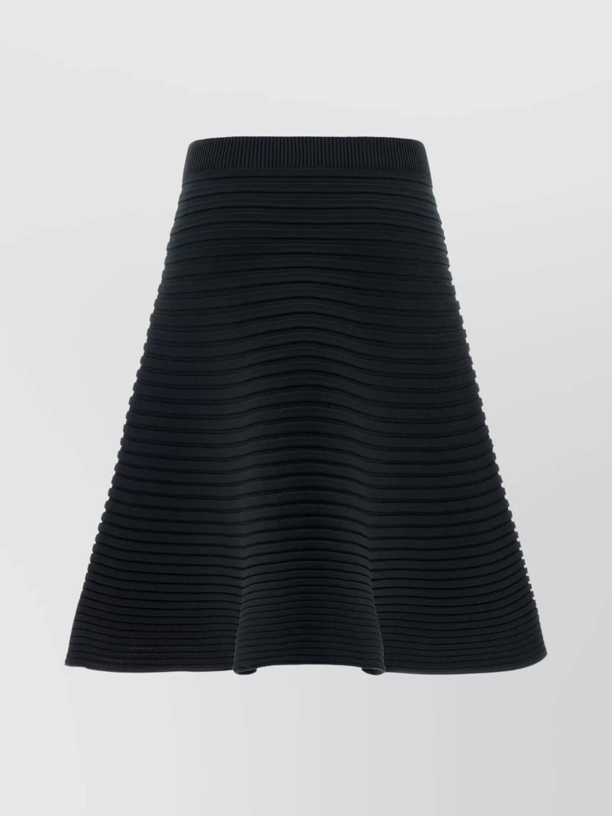 Issey Miyake Flared Midi Skirt Elastic Waistband In Black
