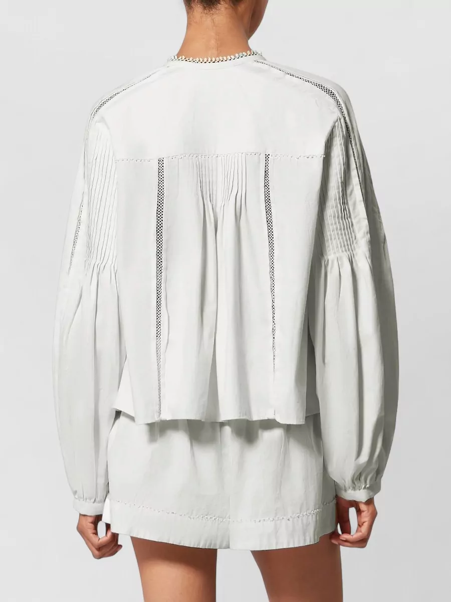 Isabel Marant Shirt Lace Trim Long Sleeves Pleated Ruffles