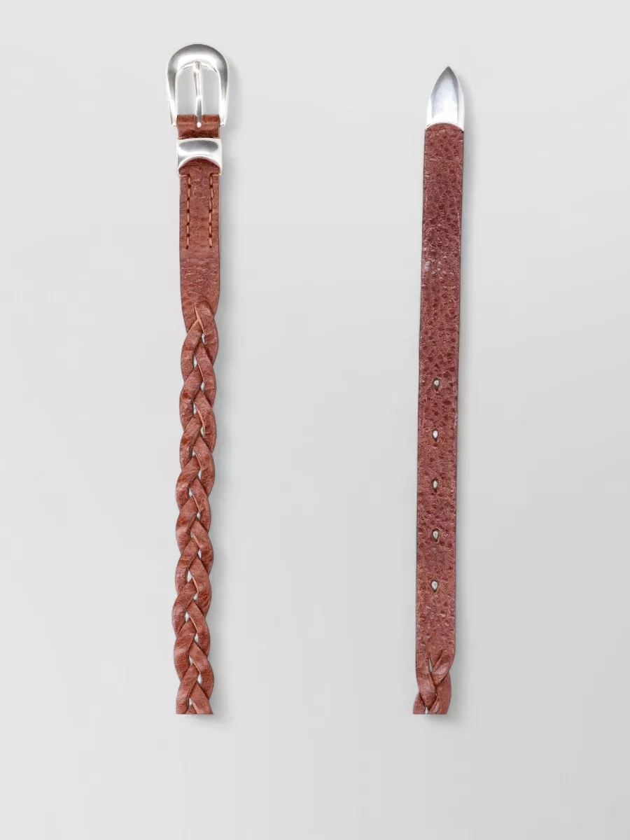Our Legacy Adjustable Length Braided Belt Slim Profile In Brown