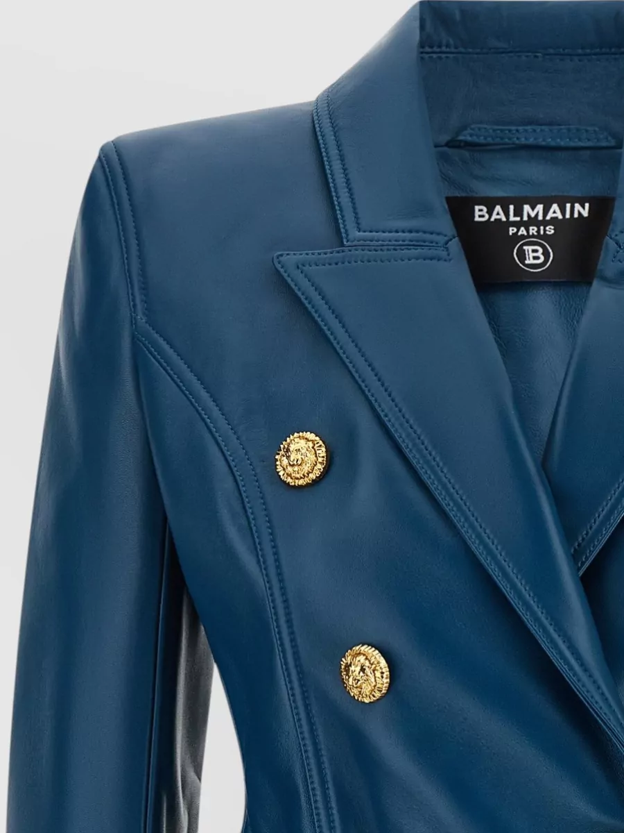 Balmain Leather Double Breasted Blazer