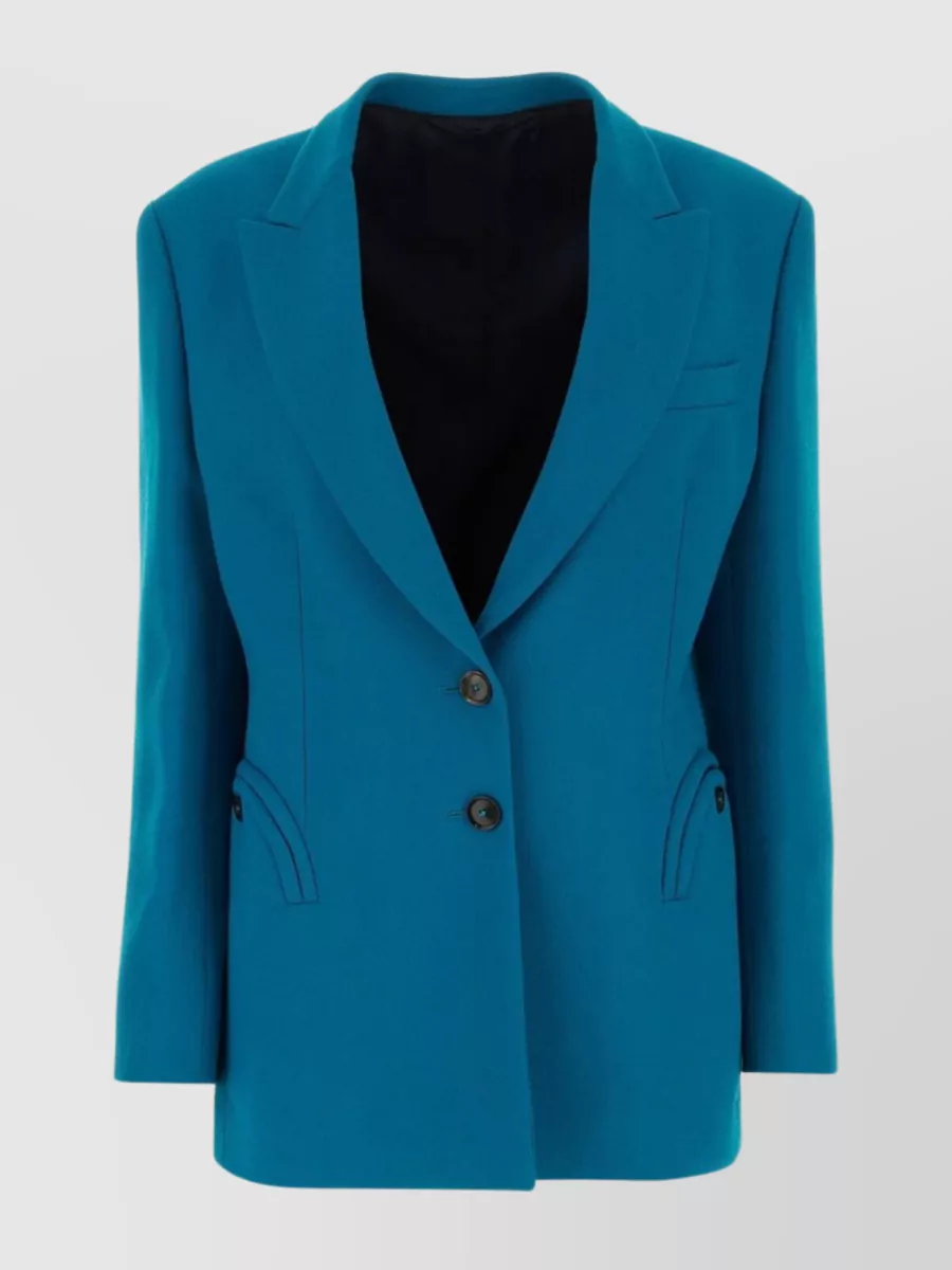 Shop Blazé Milano Streamlined Wool Blazer With Back Slit In Blue