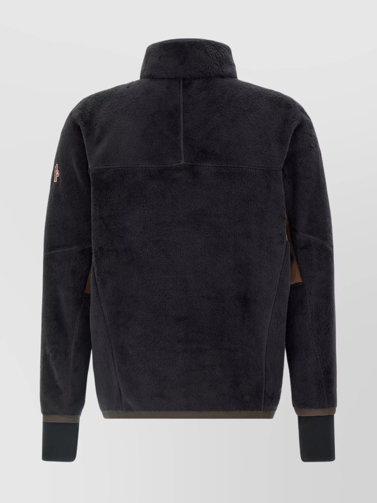 Moncler High Collar Sweatshirt Featuring Contrast Panels In Black