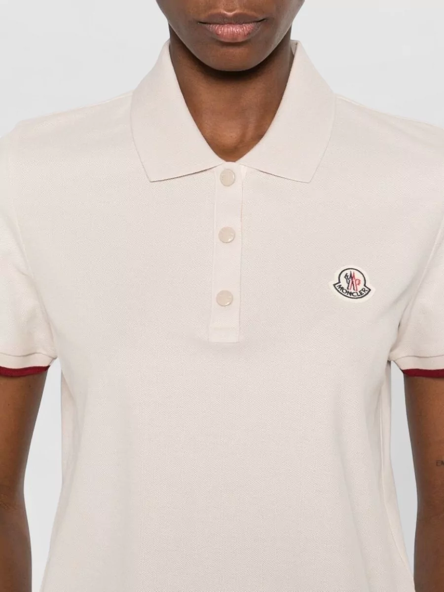 Moncler Logo Cotton Polo Shirt Contrast Collar