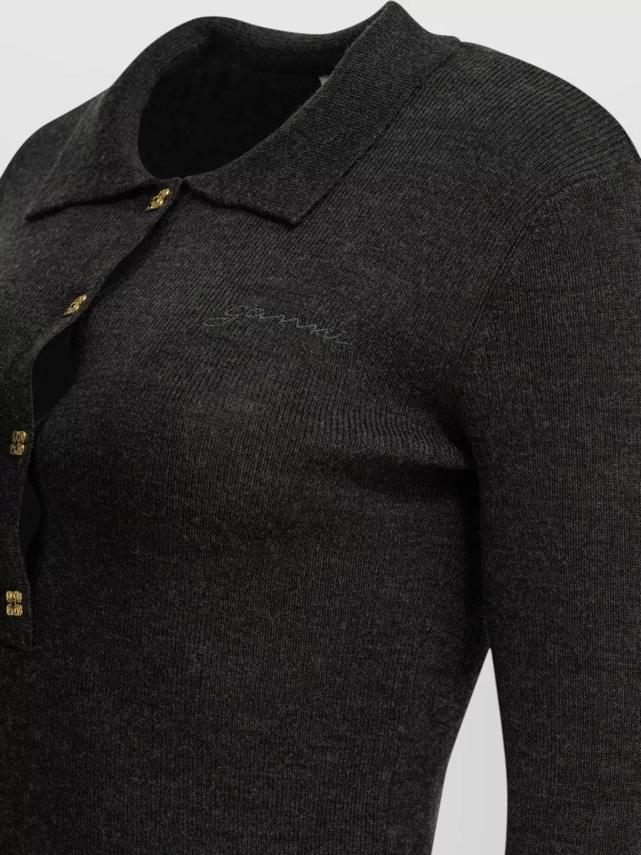 Ganni Wool Slim-Fit Polo Sweater