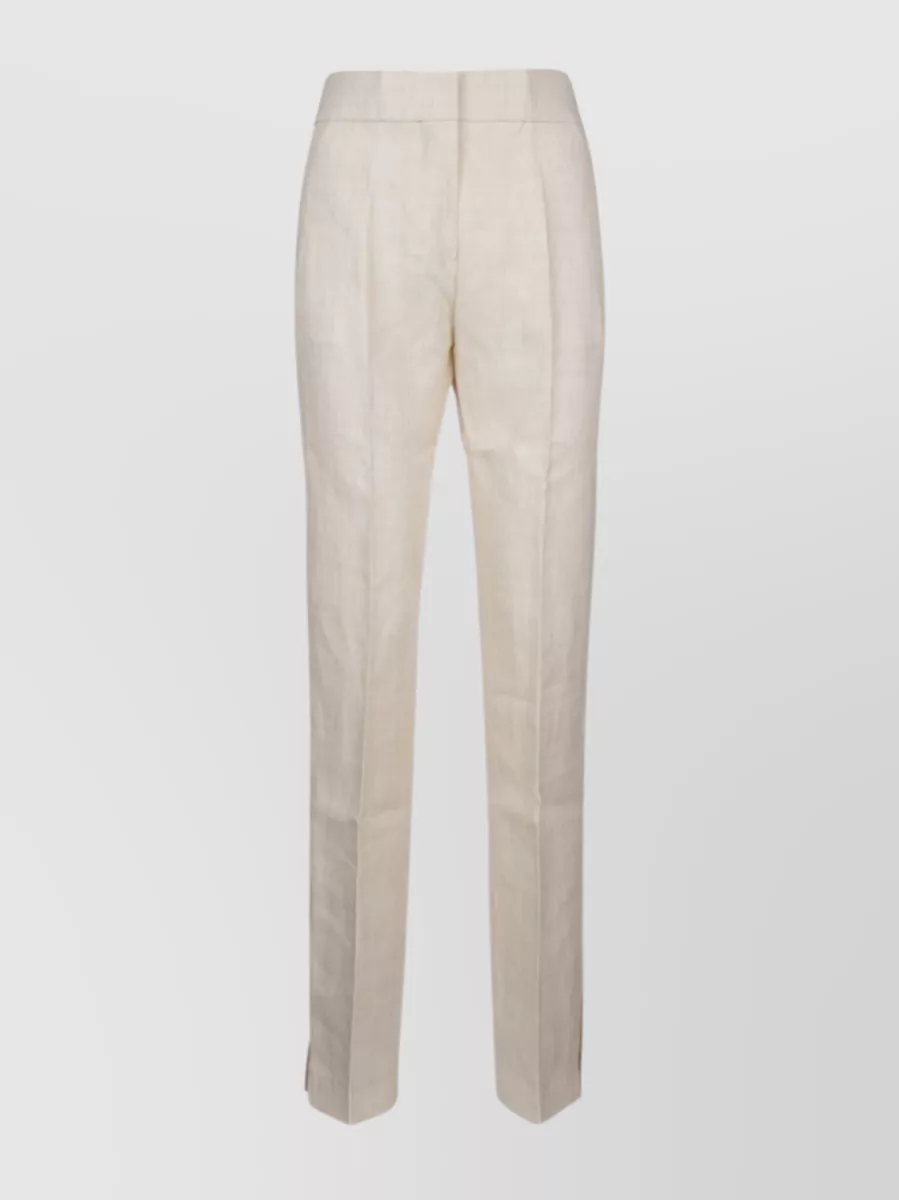 Shop Jacquemus Tailored High Waist Trousers In Cream
