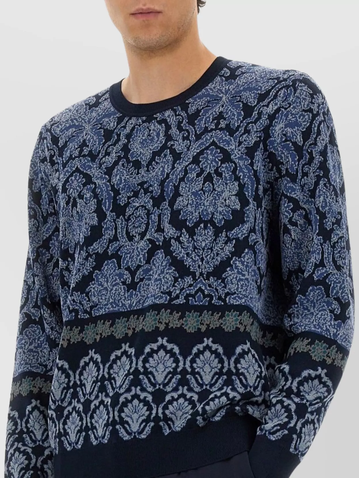 Etro Crew Neck Sweater Intricate Pattern