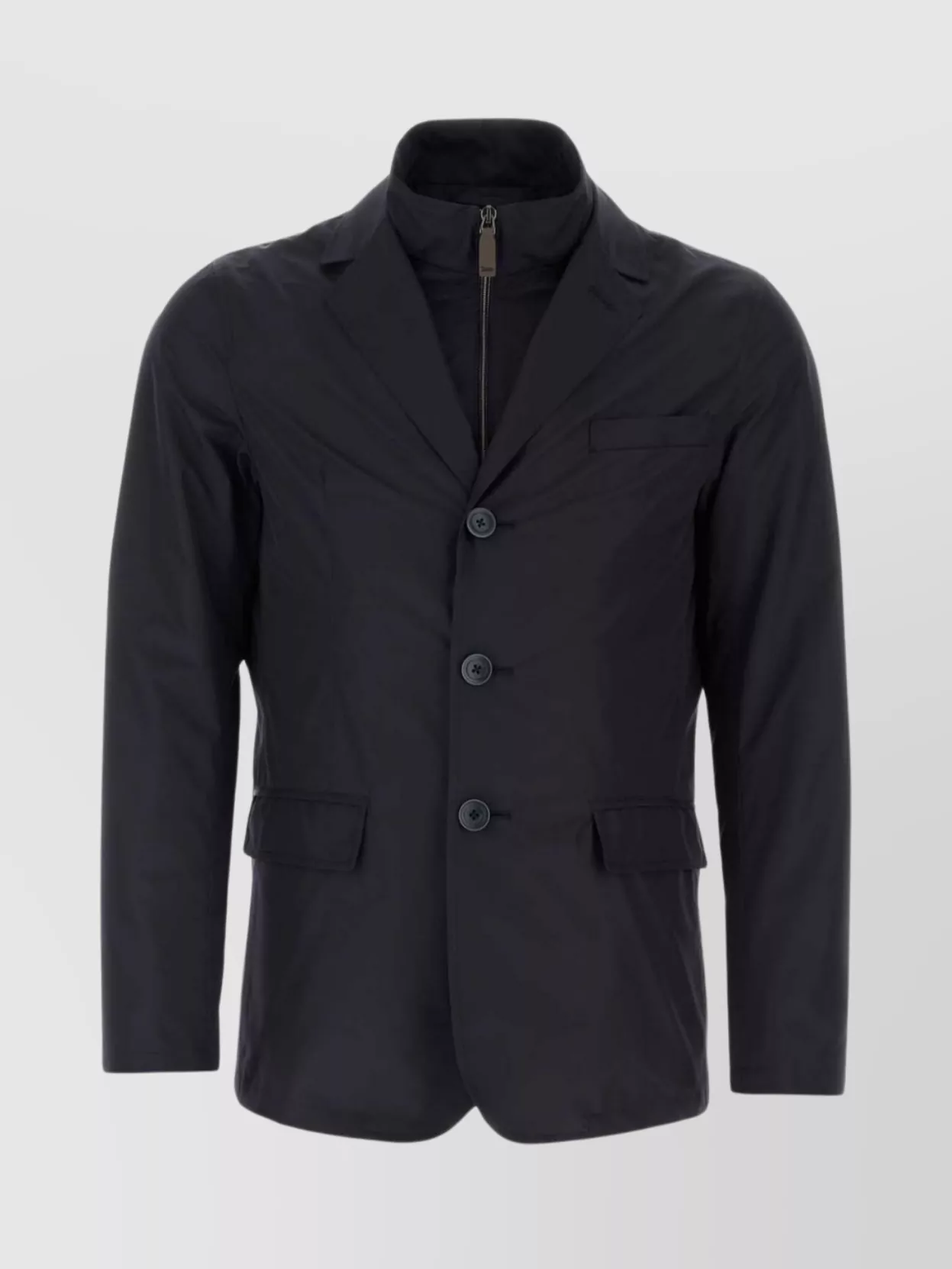 Shop Herno Tailored Collar Zipper Jacket