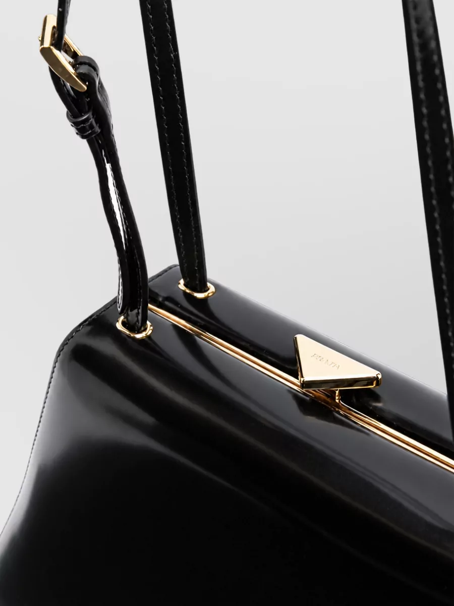 Prada triangle leather clutch bag