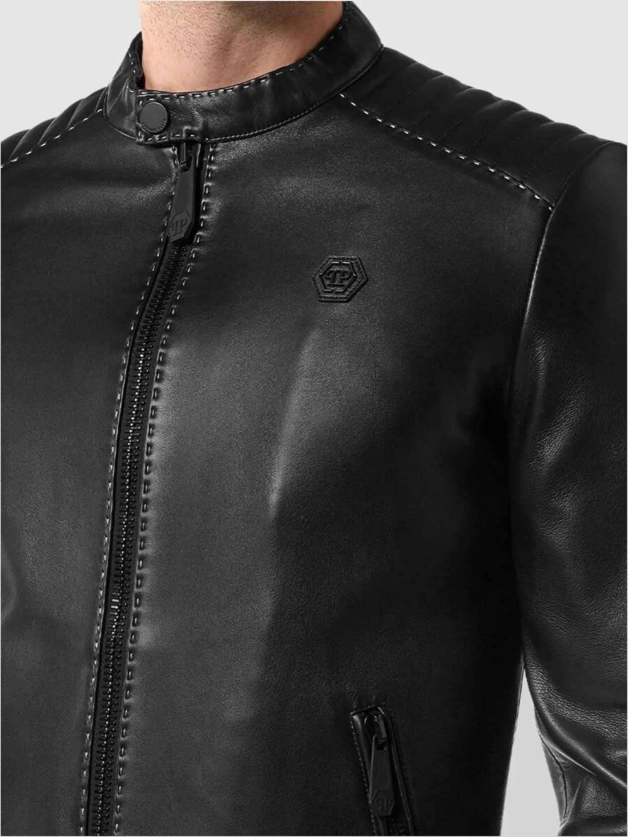 Philipp Plein Quilted Shoulder Stitch Detailing Front Pockets Jacket