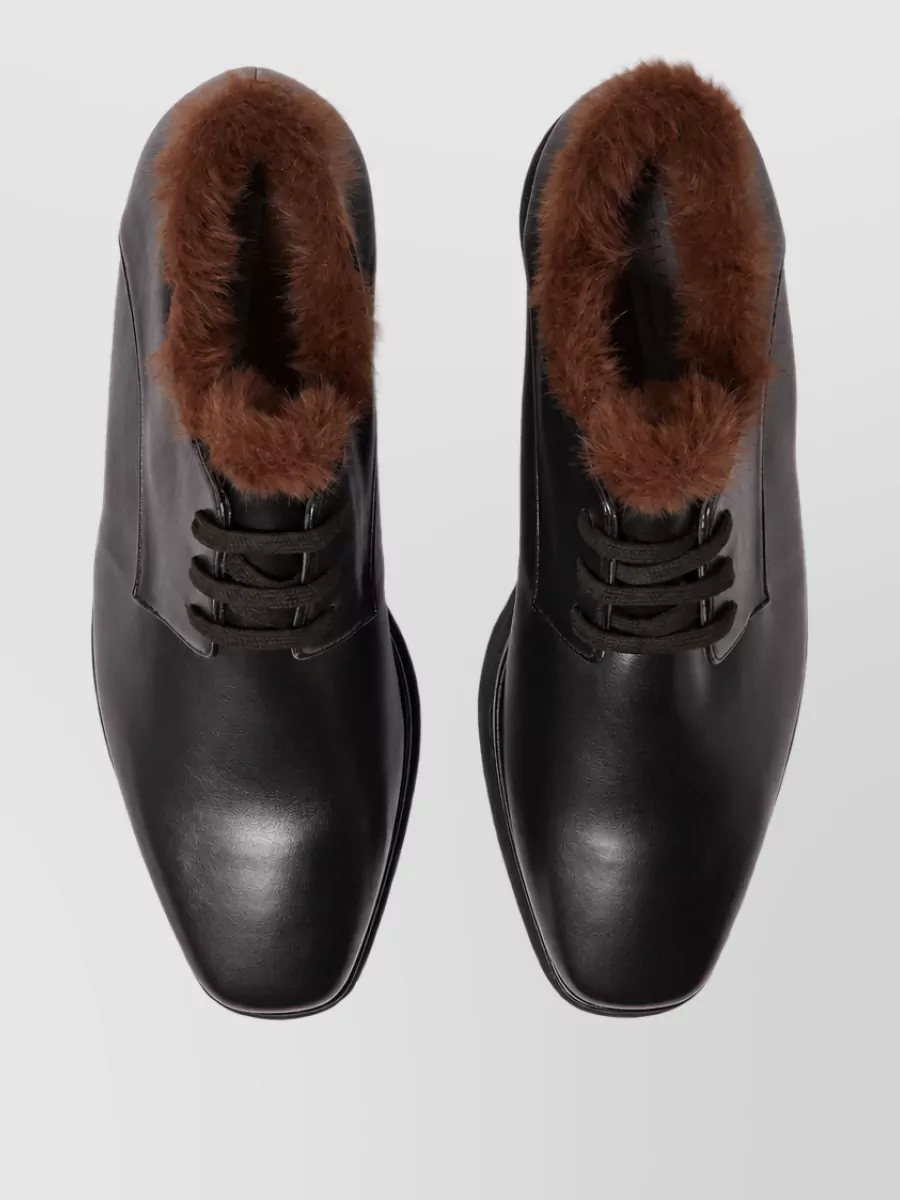 Stella Mccartney Faux Fur Trim Platform Lace-Up Shoes