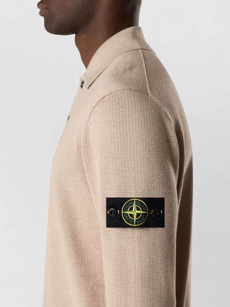 Stone Island Ribbed Cotton Polo Shirt