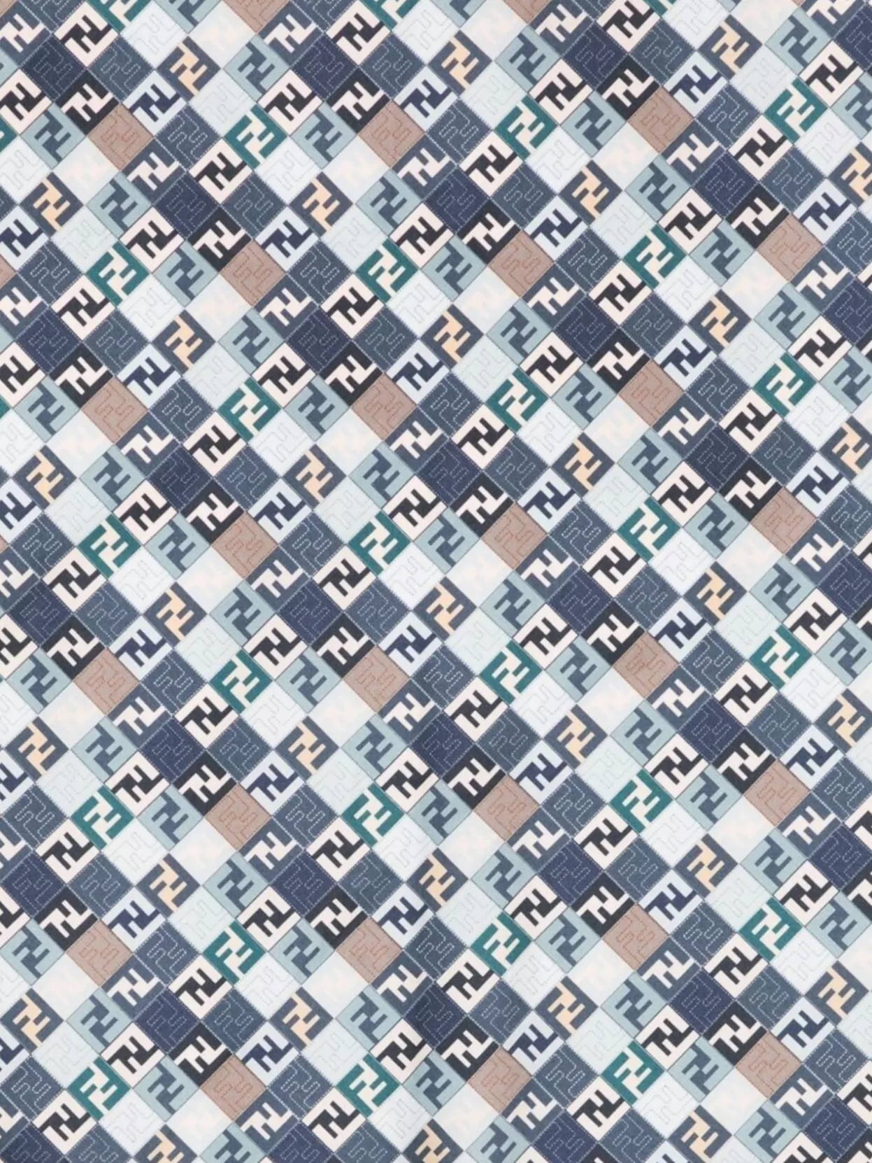 Fendi Multicolor Square Scarf With All-over Geometric Print And Ff Motif In Silk Woman