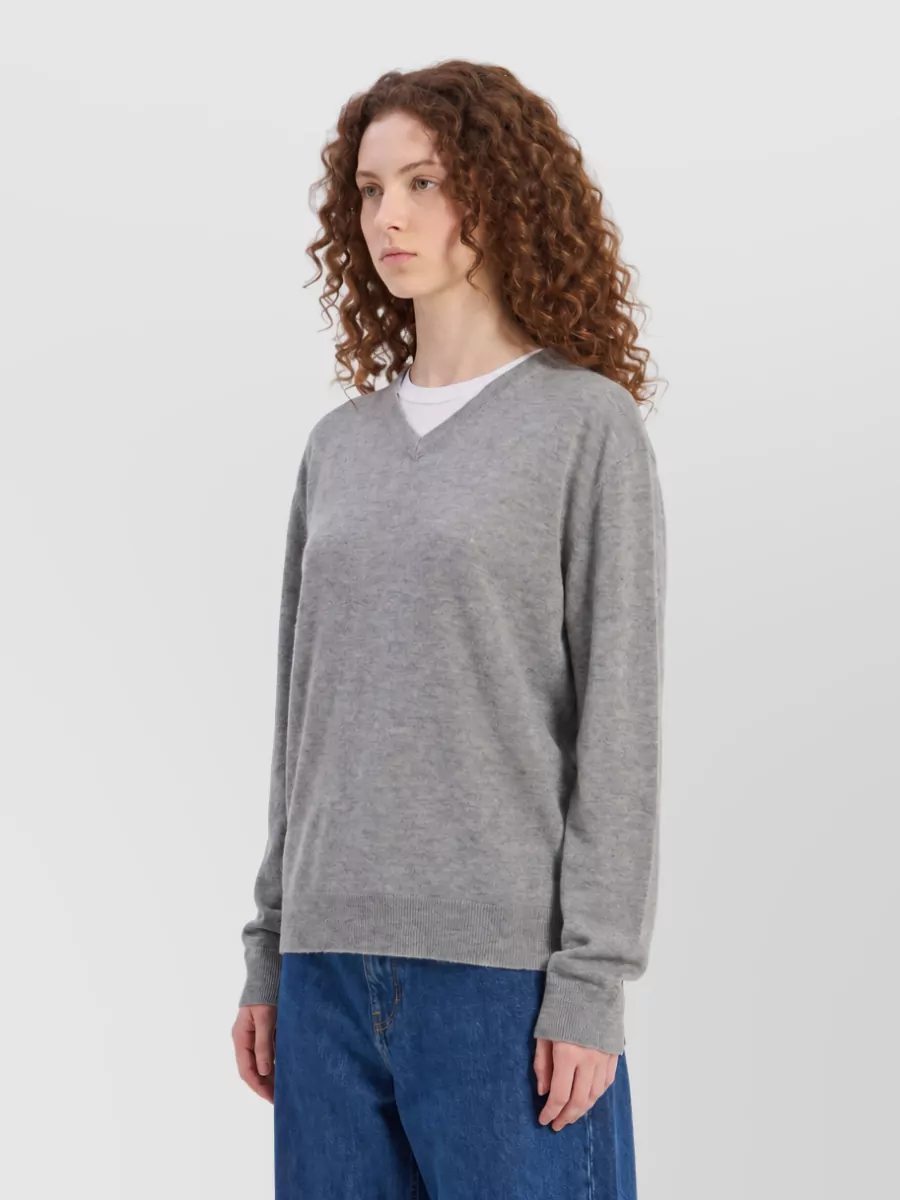 The Row Cashmere Ribbed V-Neck Sweater