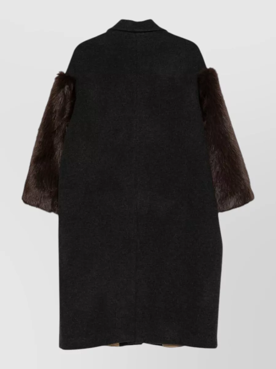 Alysi Faux Fur Panelled Fitted Jacket