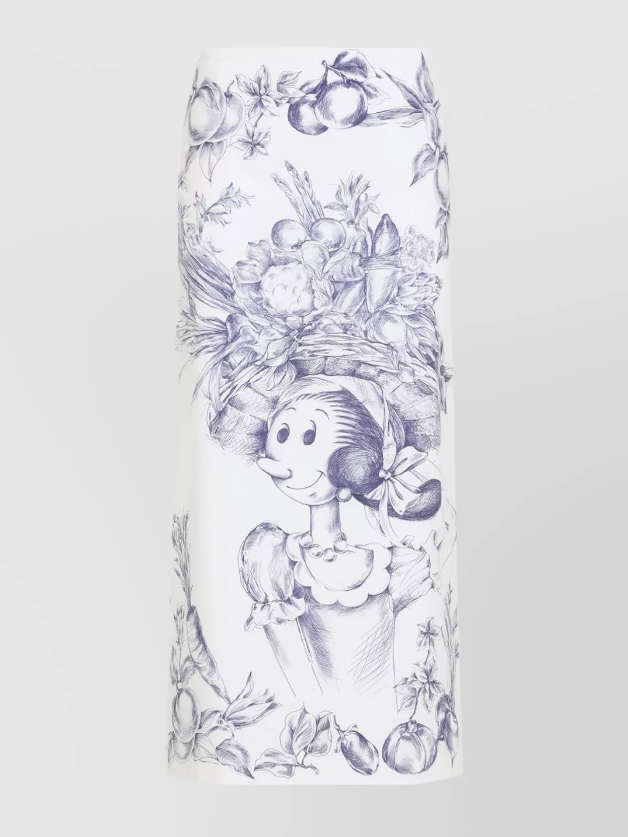 Moschino Maxi Skirt With Whimsical Floral Character Illustration