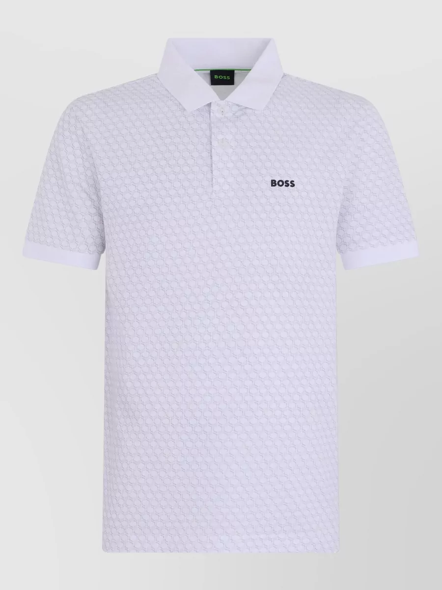 Boss patterned cotton polo shirt