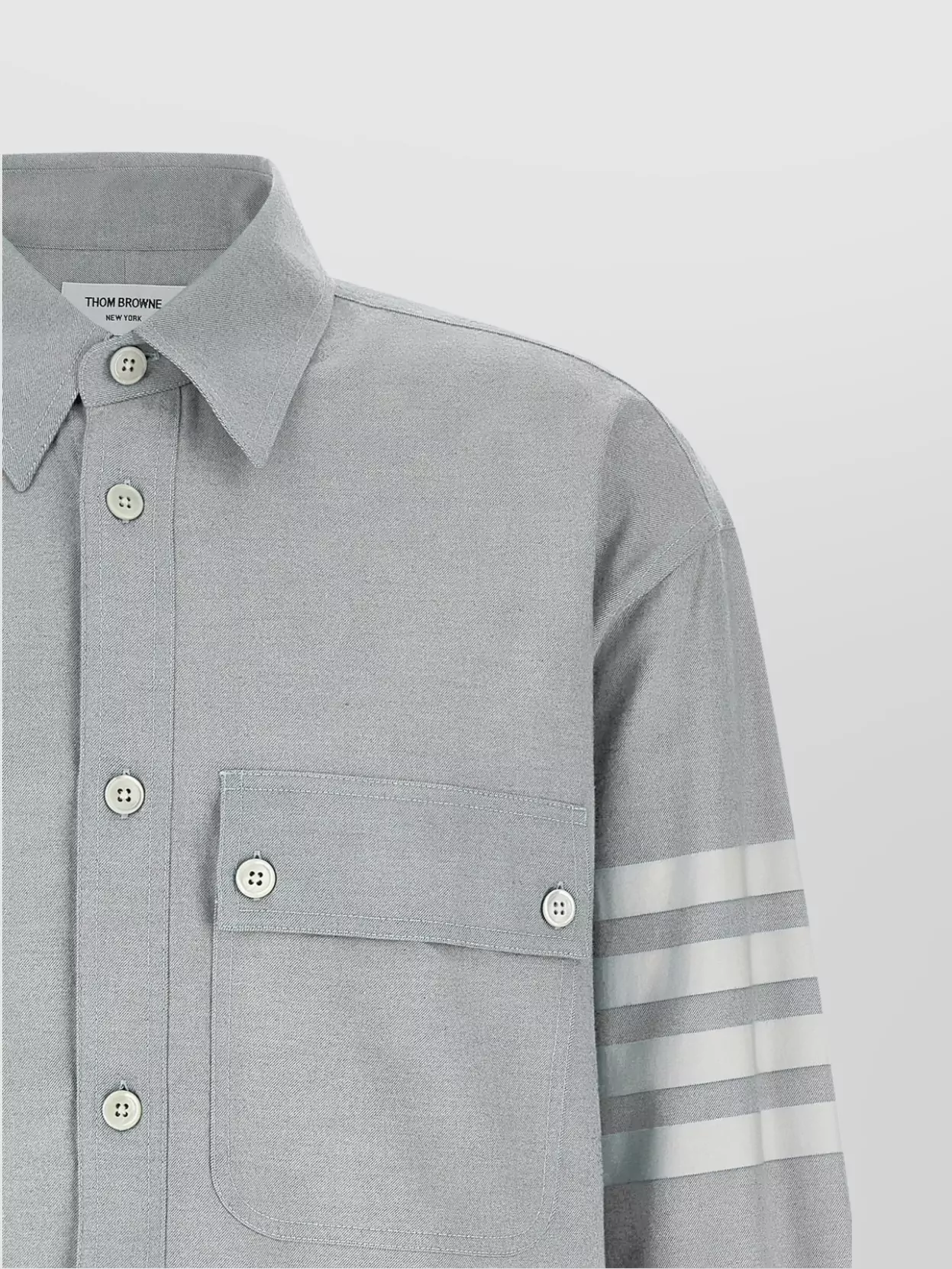 Thom Browne Flannel Shirt With Striped Sleeve Detail