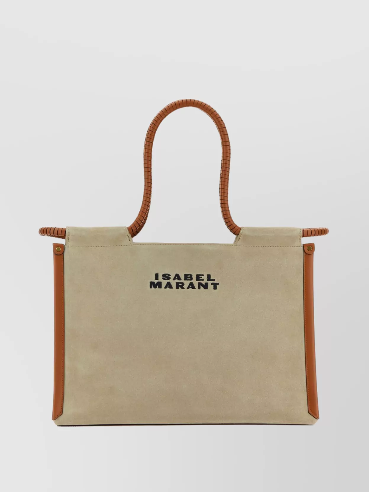 Shop Isabel Marant Leather Accents Canvas Tote In Brown