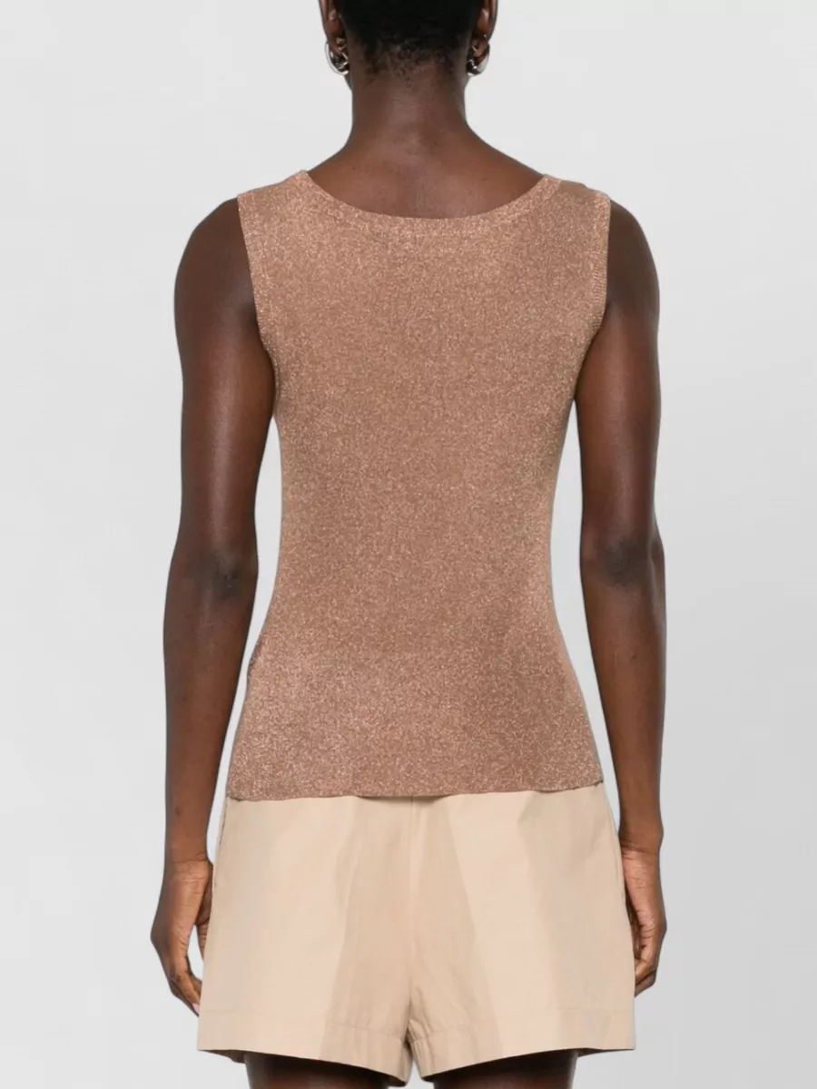 Fabiana Filippi Sleeveless Scoop Neck Shimmering Ribbed Top
