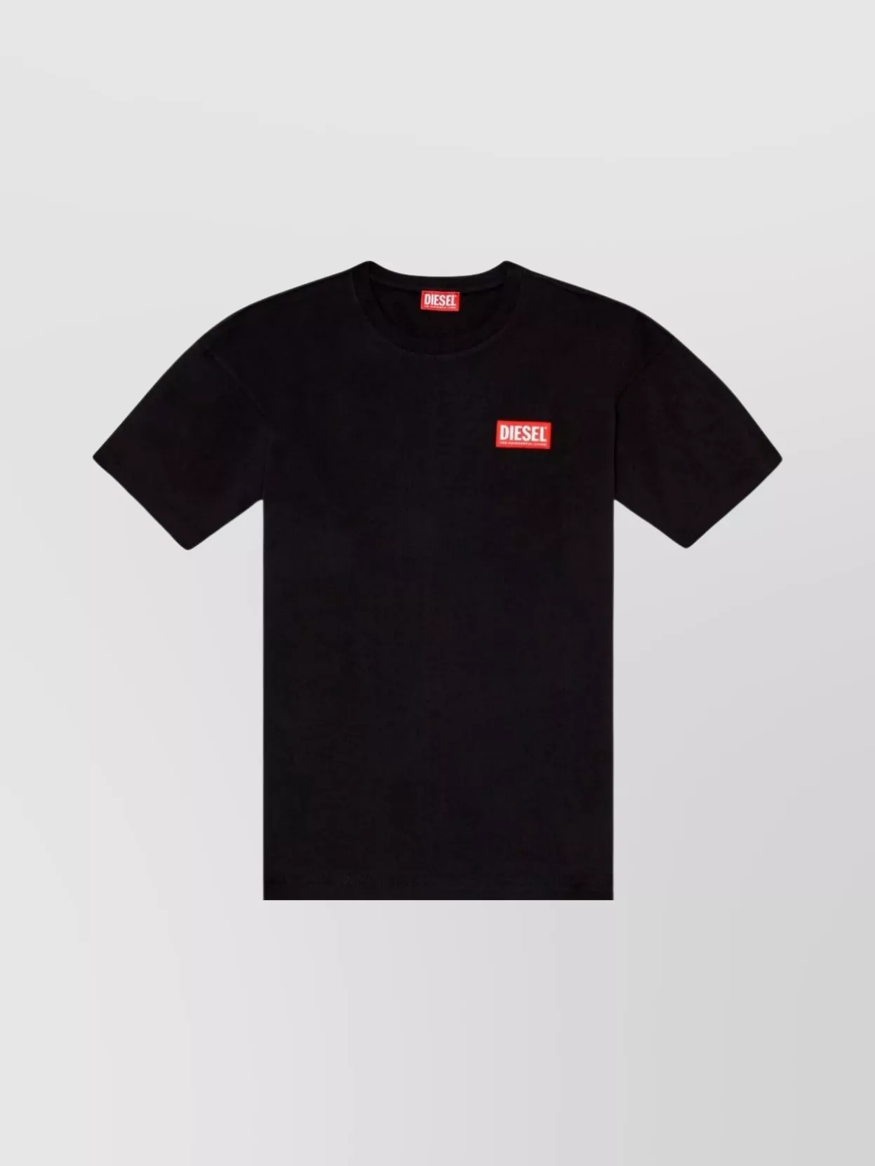 Shop Diesel Certified Organic Crew Neck T-shirt With Iconic Patch In Black