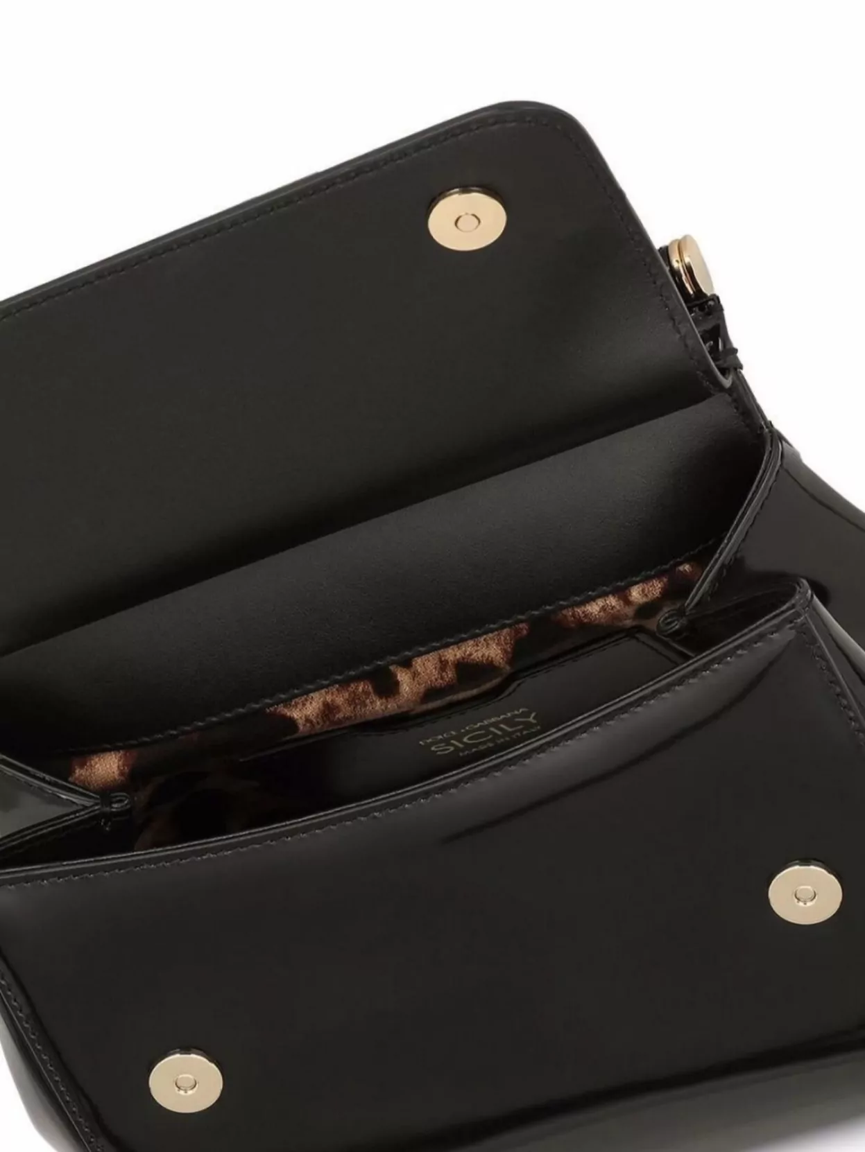 DOLCE & GABBANA POLISHED CALFSKIN COMPACT SICILY BAG