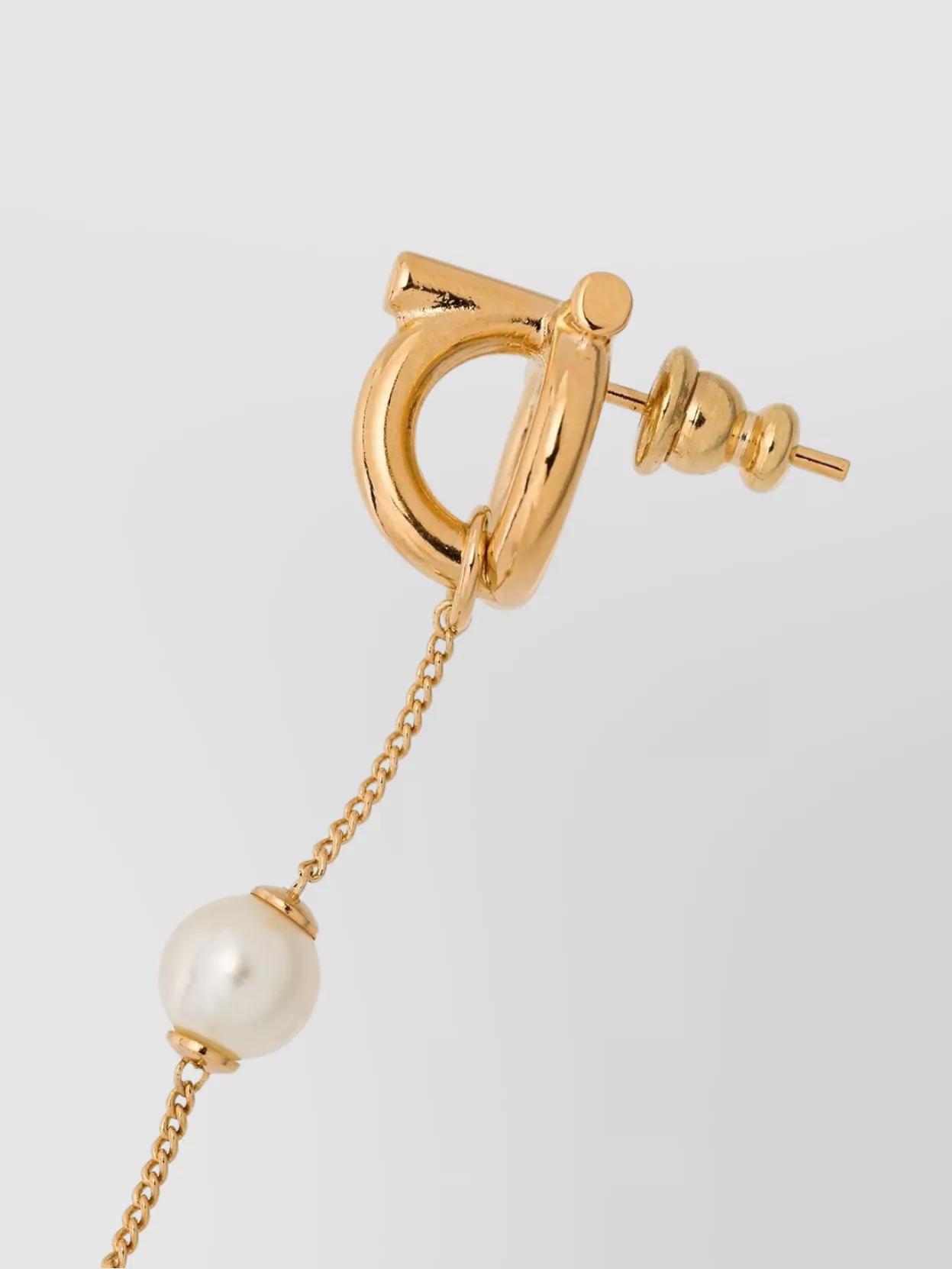 Ferragamo Drop Design Pearl Earrings With Gold Hardware