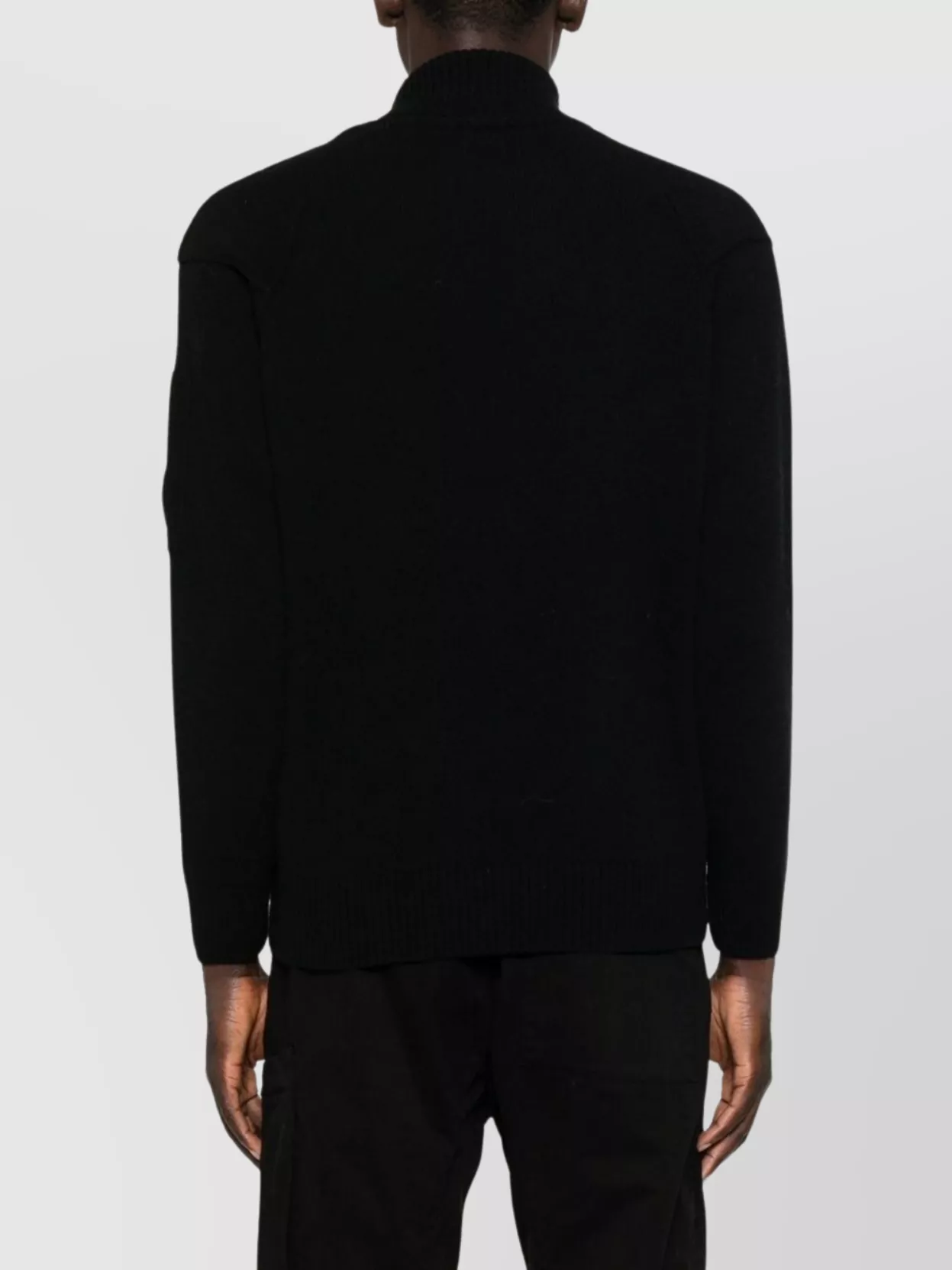 C.p. Company Wool Turtleneck Sweater Logo Detail In Gray