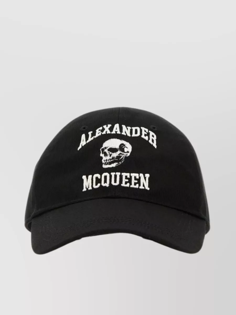 Shop Alexander Mcqueen Skull Baseball Cap With Curved Visor And Ventilation Holes In Black