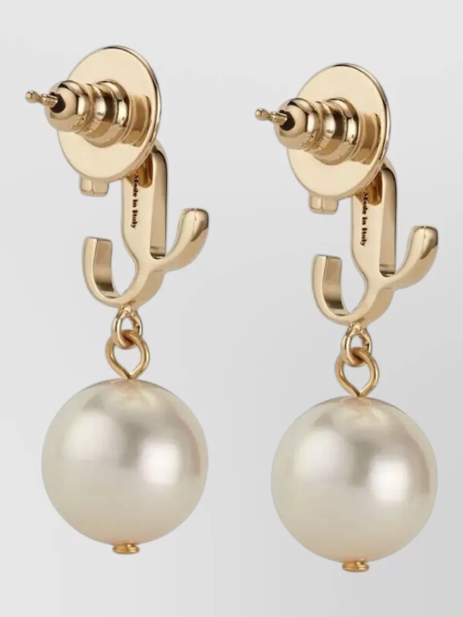Jimmy Choo Metal Jc Pearl Drop Stud Earrings