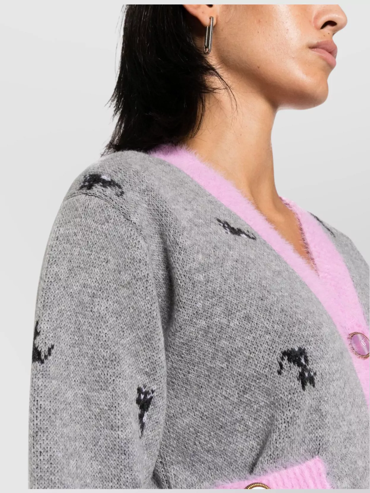 Gcds Knitwear Jacquard Cardigan Kittho Pattern