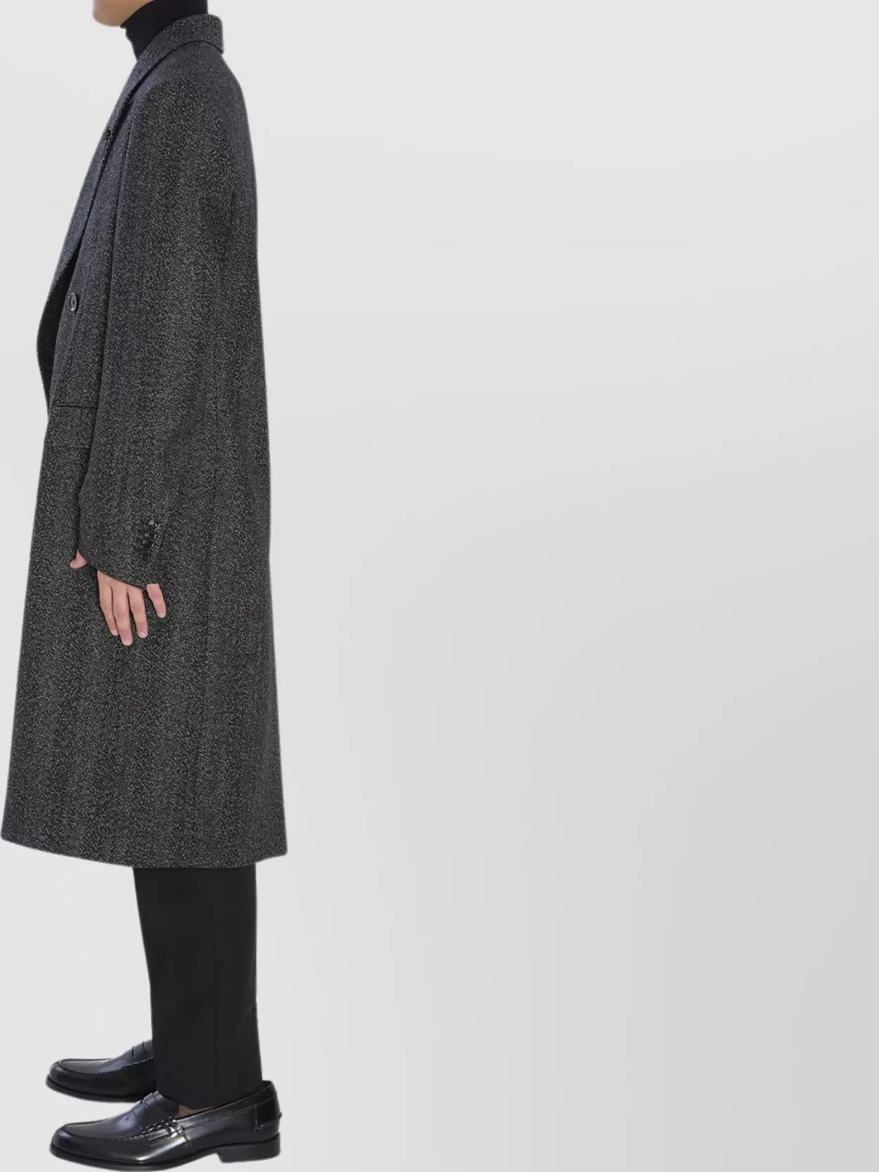 Lardini Double-Breasted Wool Coat Herringbone Pattern