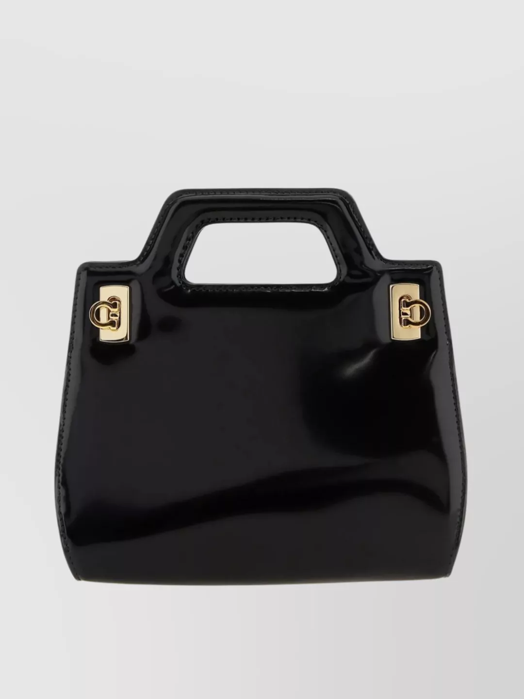 Ferragamo Glossy Finish Mini Handbag With Gold Hardware