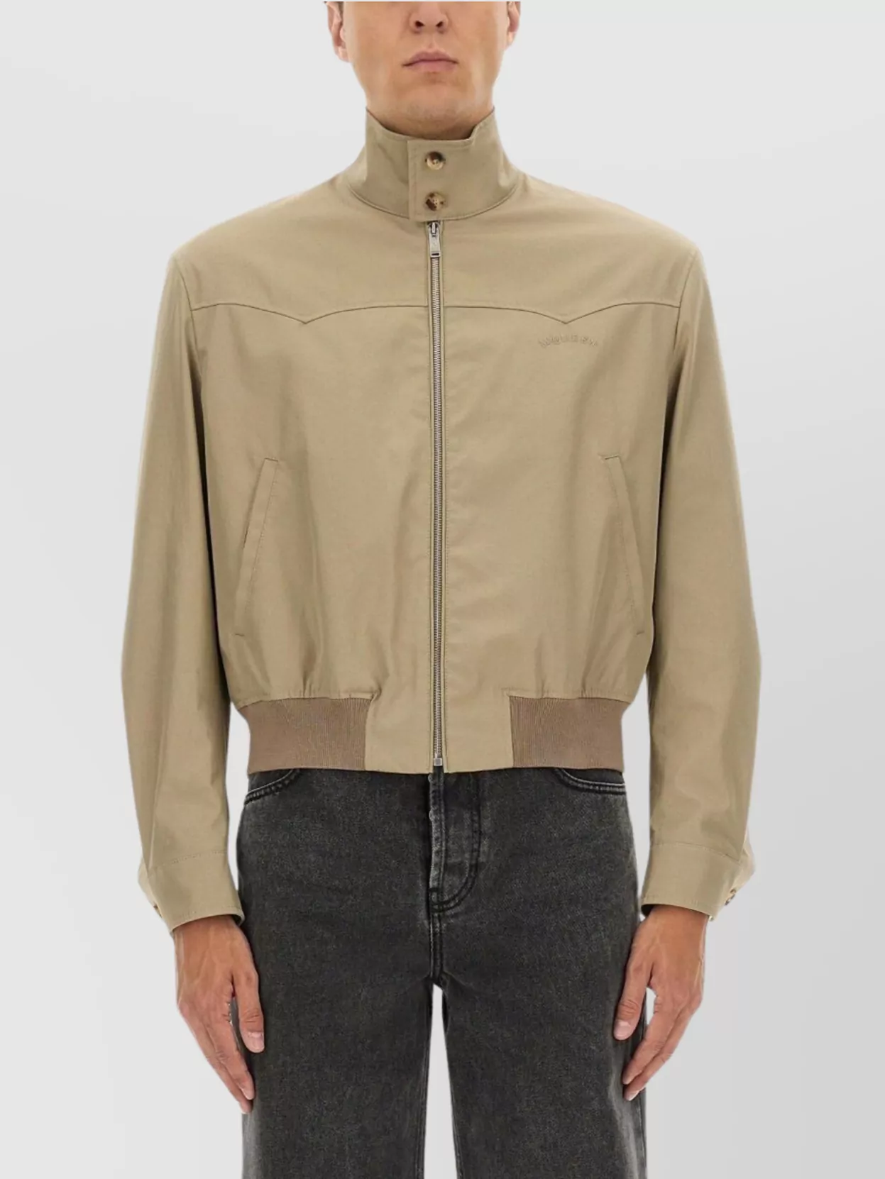 Alexander Mcqueen Ribbed High Collar Jacket With Button Accents