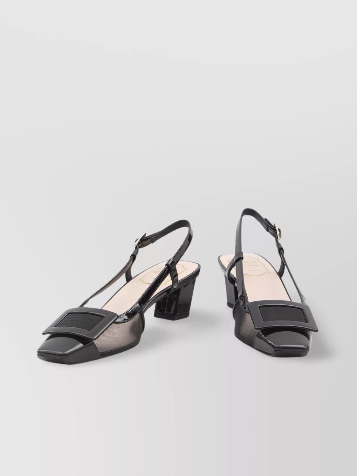 Roger Vivier Mesh And Patent Leather Slingback Pumps