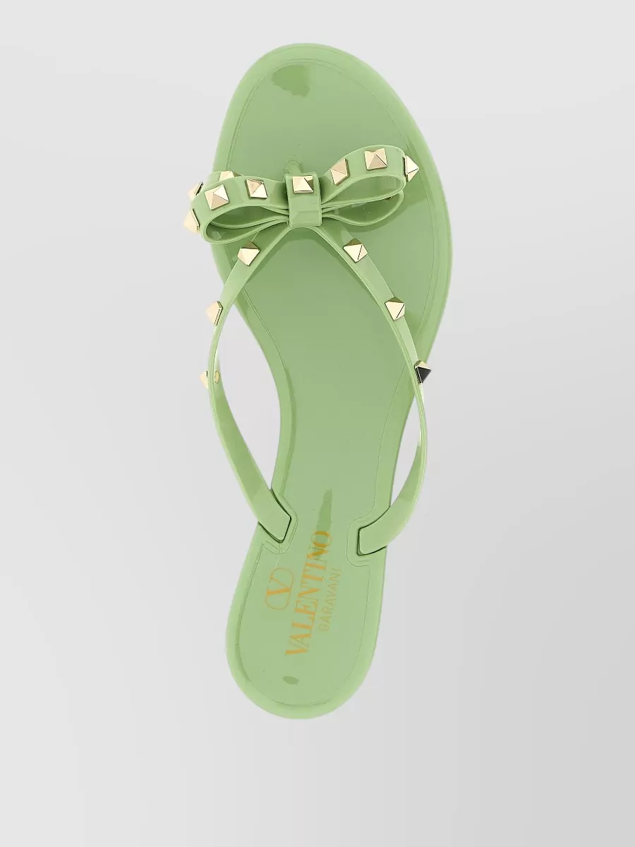 Valentino Garavani Studded Bow Rubber Thong Sandals