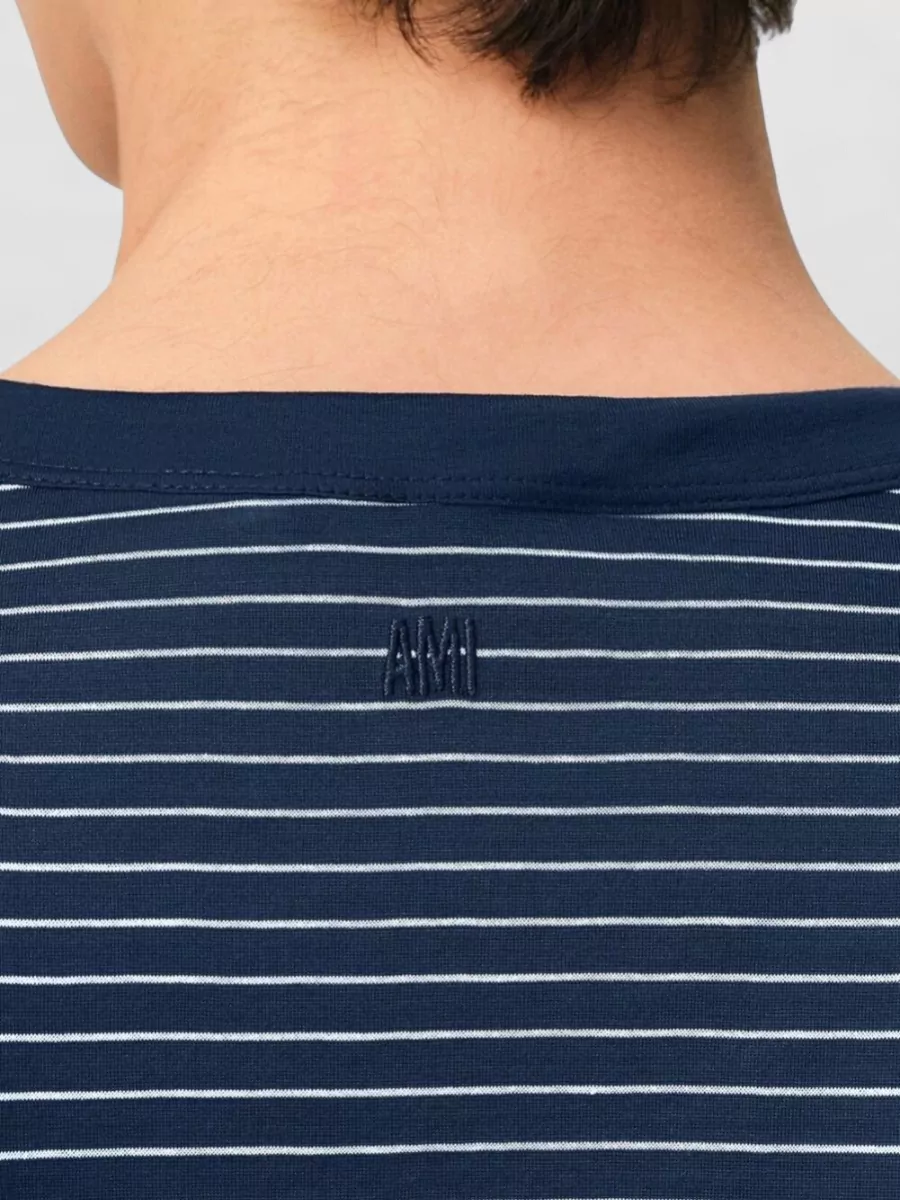 Ami Paris Striped Cotton Short Sleeve T-Shirt