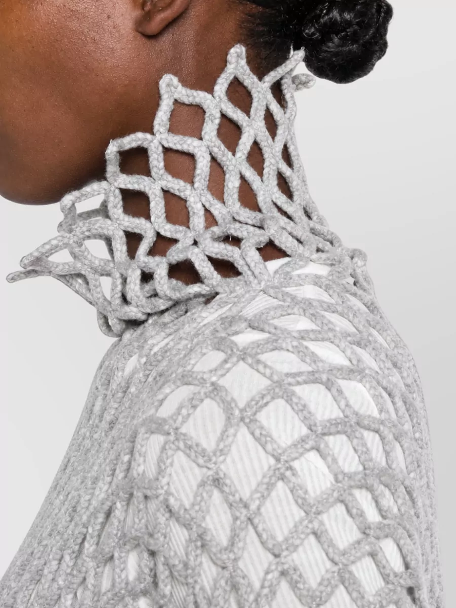 Sportmax Open-Knit Turtleneck Wool Sweater