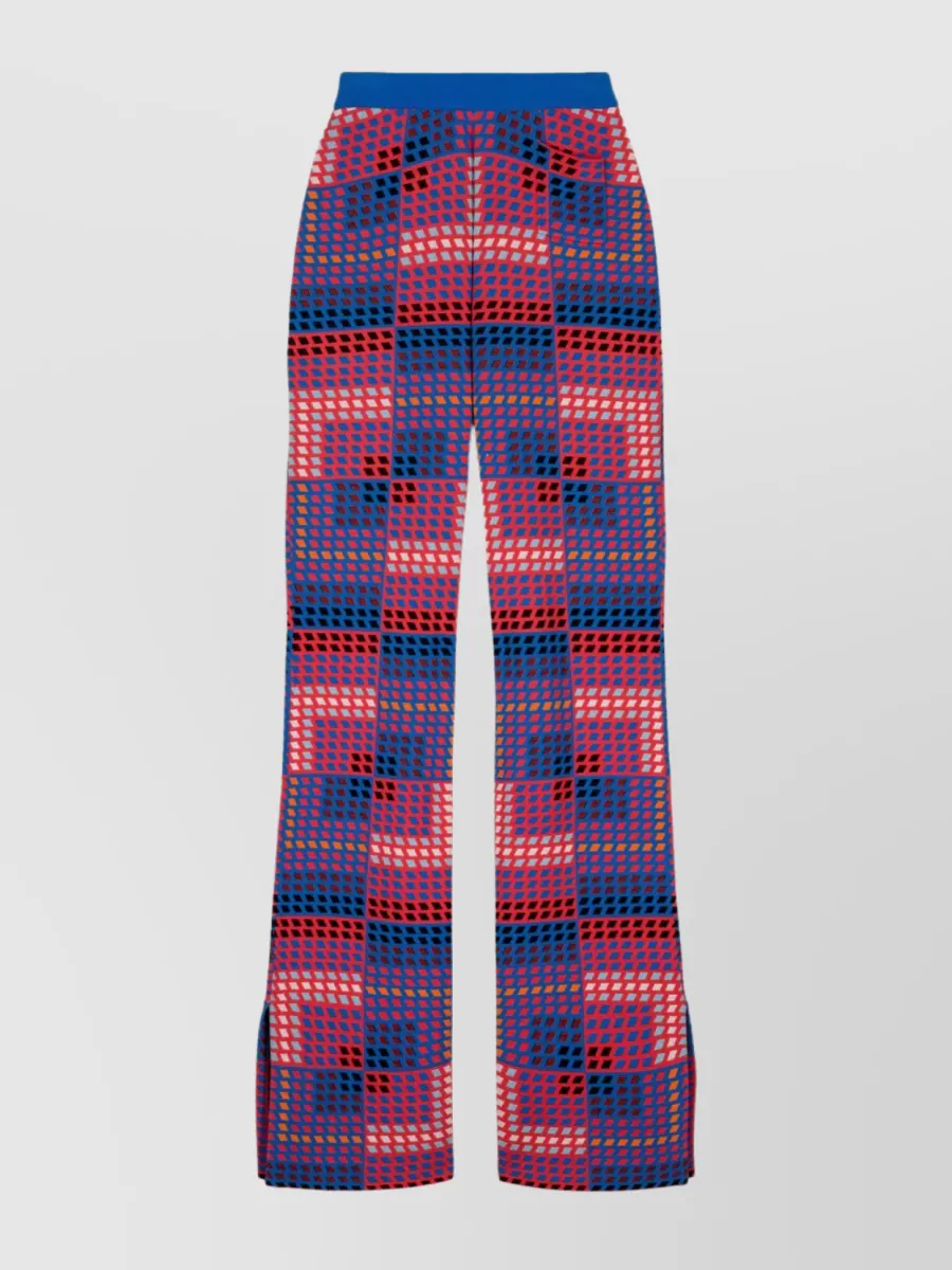 Shop Rabanne Geometric Pattern Knit Elastic Waist Trousers In Red