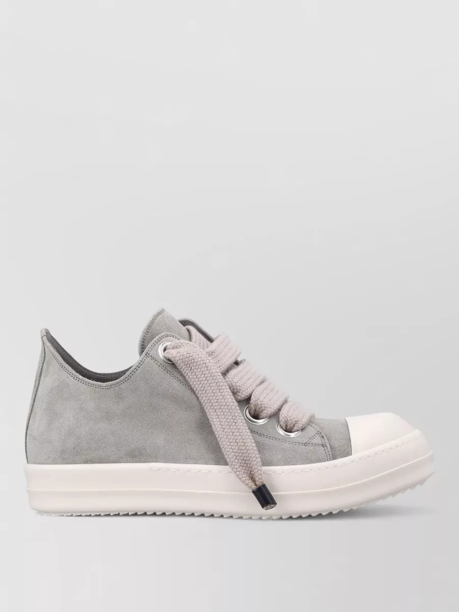 Rick Owens Leather Jumbo Lace Low-Top Sneakers
