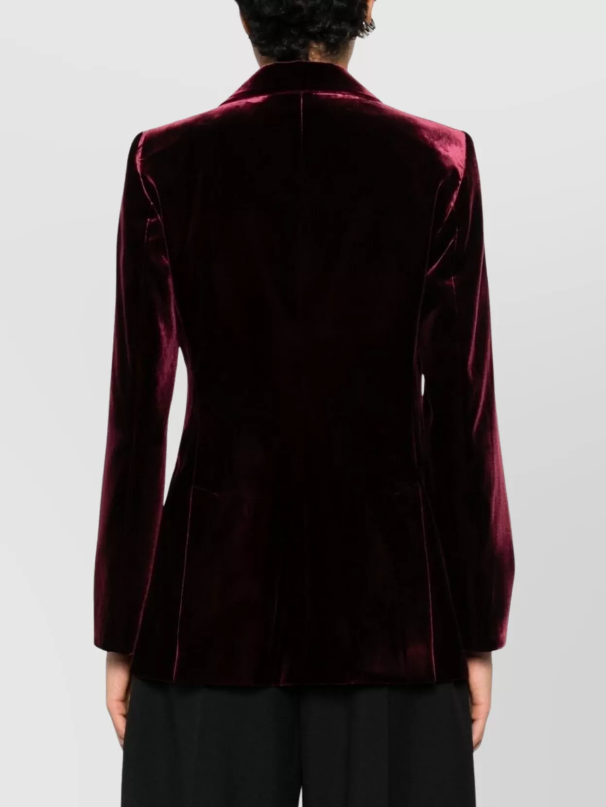 Emporio Armani Single-breasted Velvet Jacket Notch Lapels In Burgundy