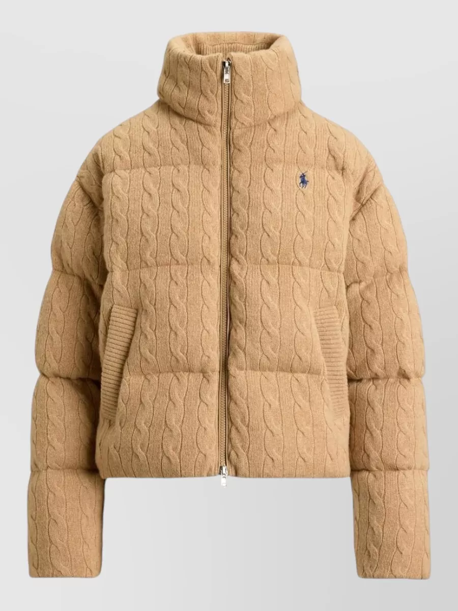 Polo Ralph Lauren cashmere wool cable knit quilted puffer jacket