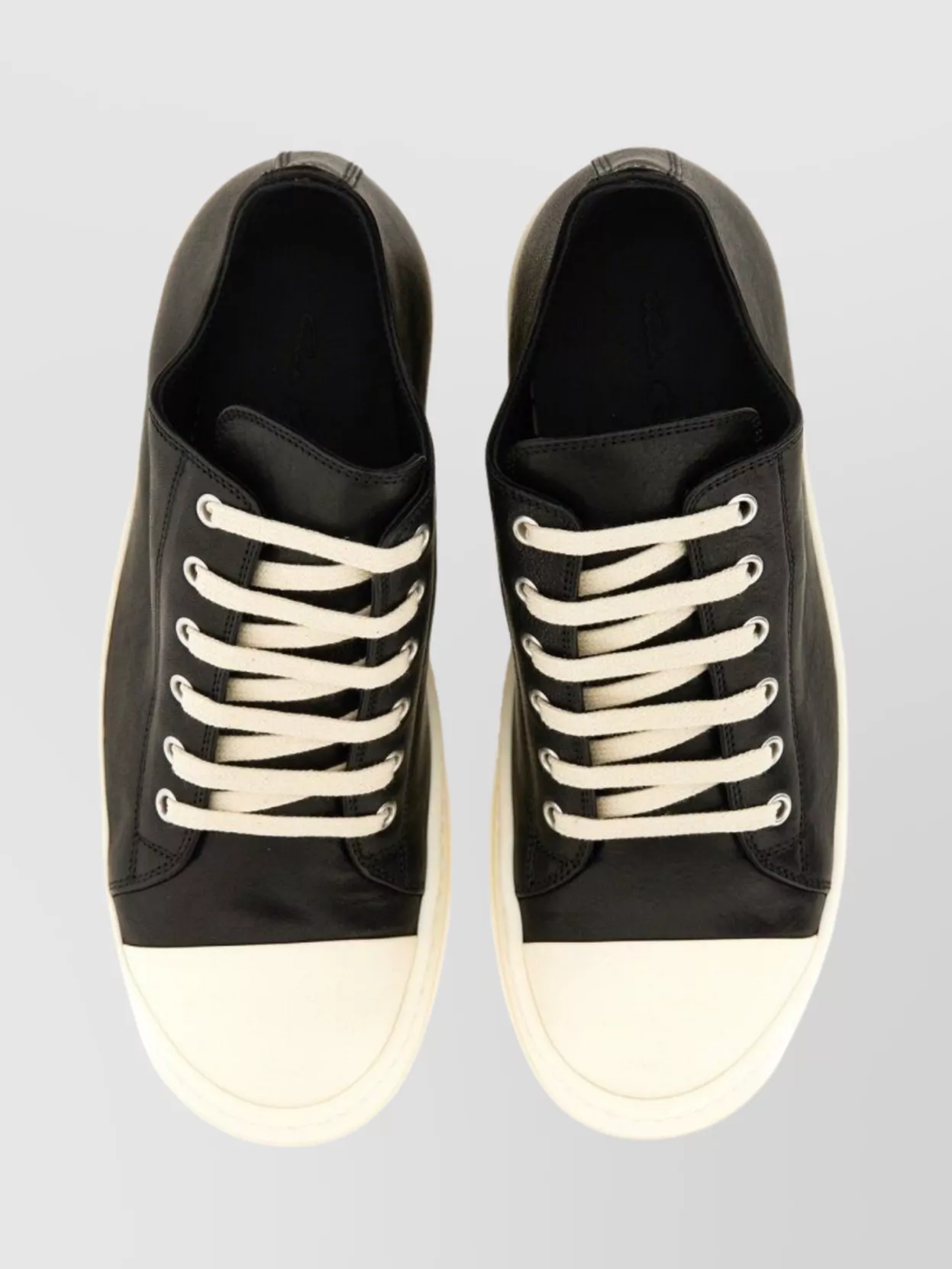 Rick Owens Leather Sneaker With Contrast Toe Cap