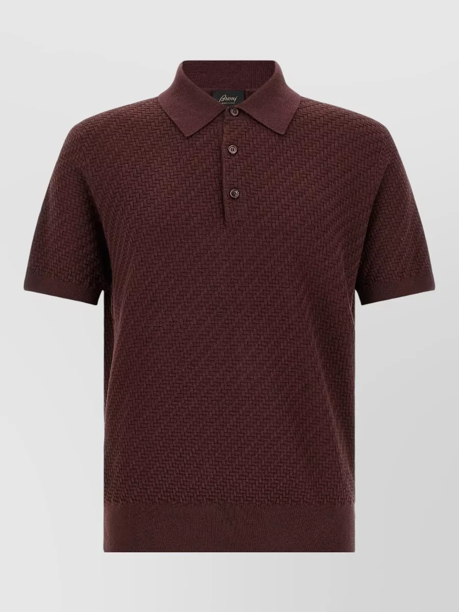 Brioni silk cashmere trama weaving short-sleeve polo shirt