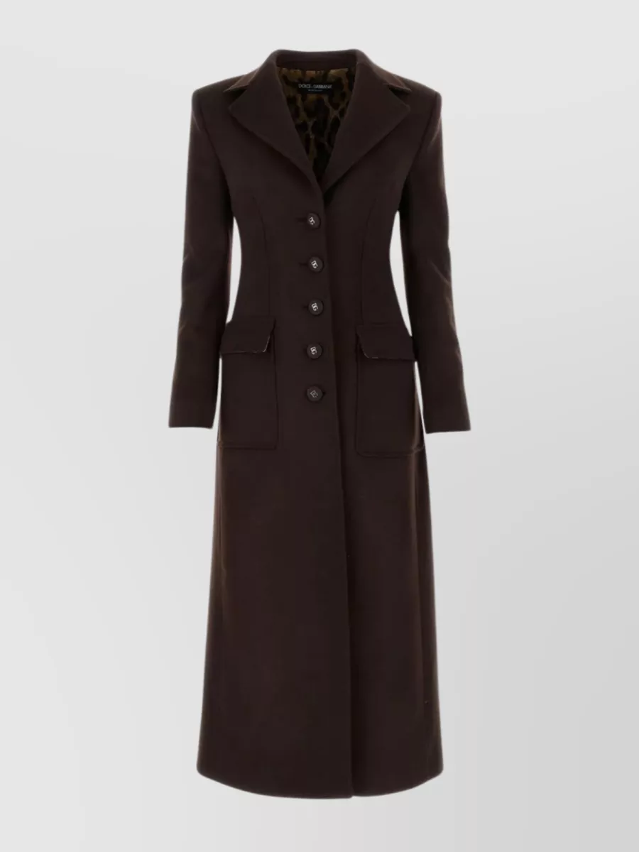 Shop Dolce & Gabbana Rear Vent Wool Blend Coat In Brown