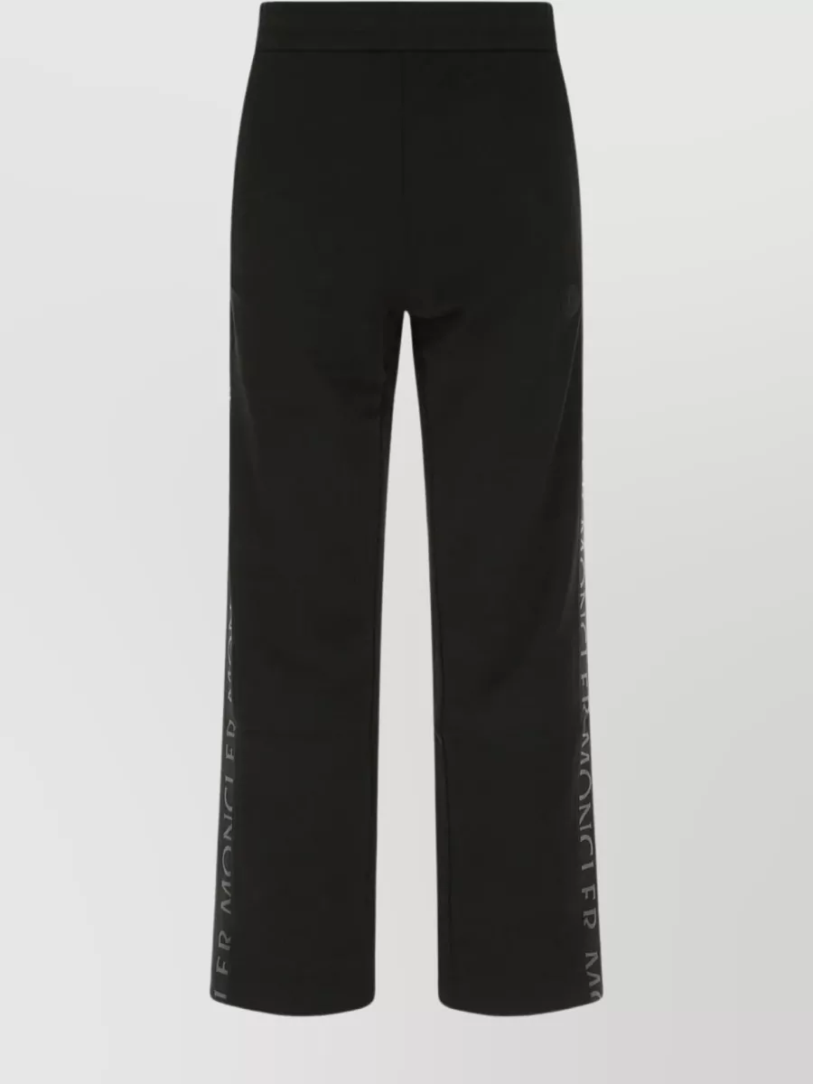 Shop Moncler Cotton Joggers With Wide-leg And Cropped Length In Black