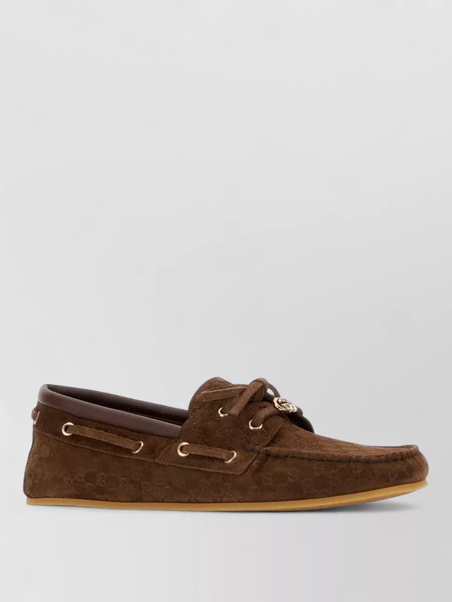 Gucci suede lace-up loafers