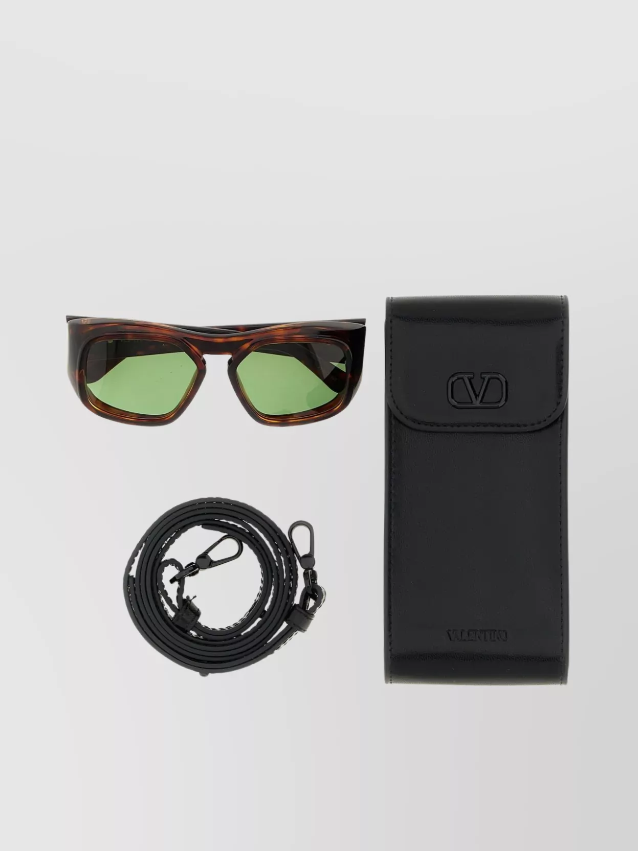 Valentino Garavani Sunglasses With Tortoiseshell Frame And Green Lenses